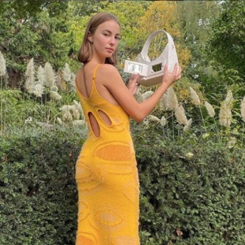 House of Sunny Hockney dress in papaya